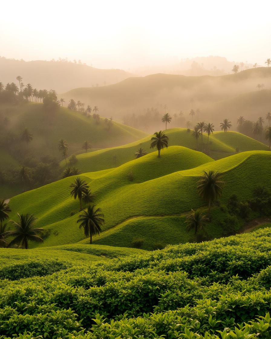 Misty green hills of Kerala